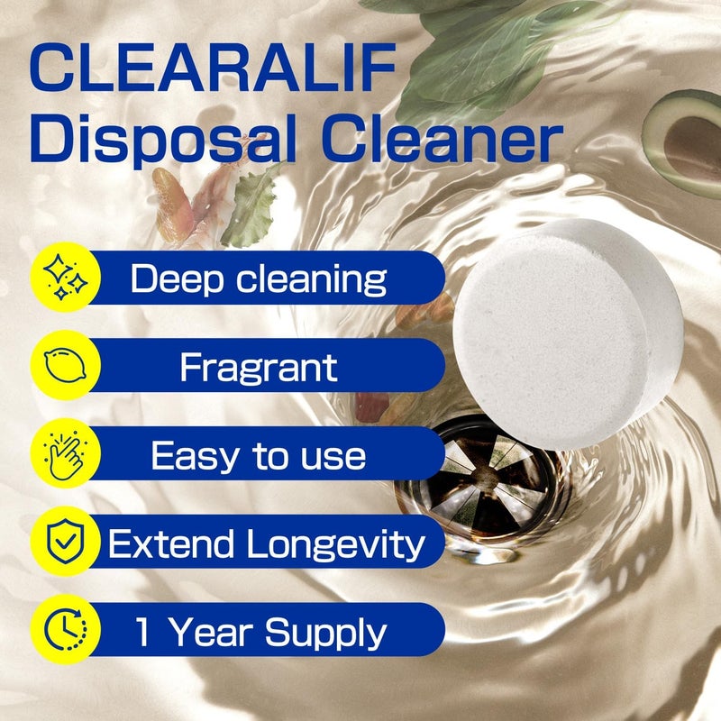 CLEARALIF Household Garbage Disposal Cleaners, 12 Tablets, Fresh Lemon Scent, Compatible With All Disposals - Image 2